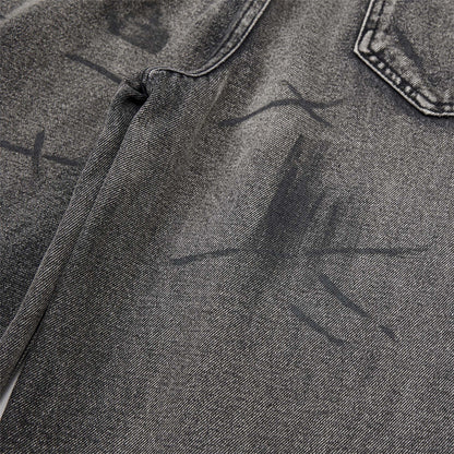 Washed Deconstructed Wide-Leg Denim