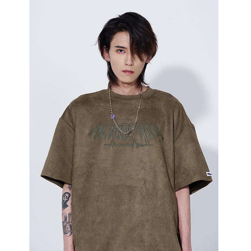 Suede Short-sleeved Men T-shirt 