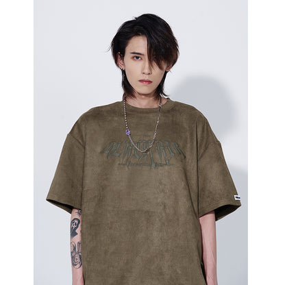 Suede Short-sleeved Men T-shirt 