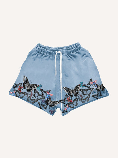 Butterfly Graphic Mesh Shorts