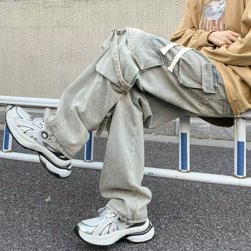 Multi-Pocket Washed Casual Pants
