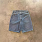 Distressed Y2K denim jeans in a loose fit style, showcasing vintage fashion and modern streetwear aesthetics.