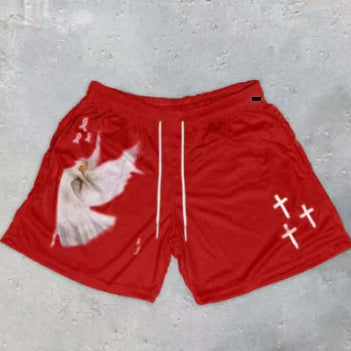 Vintage Graphic Mesh Athletic Shorts