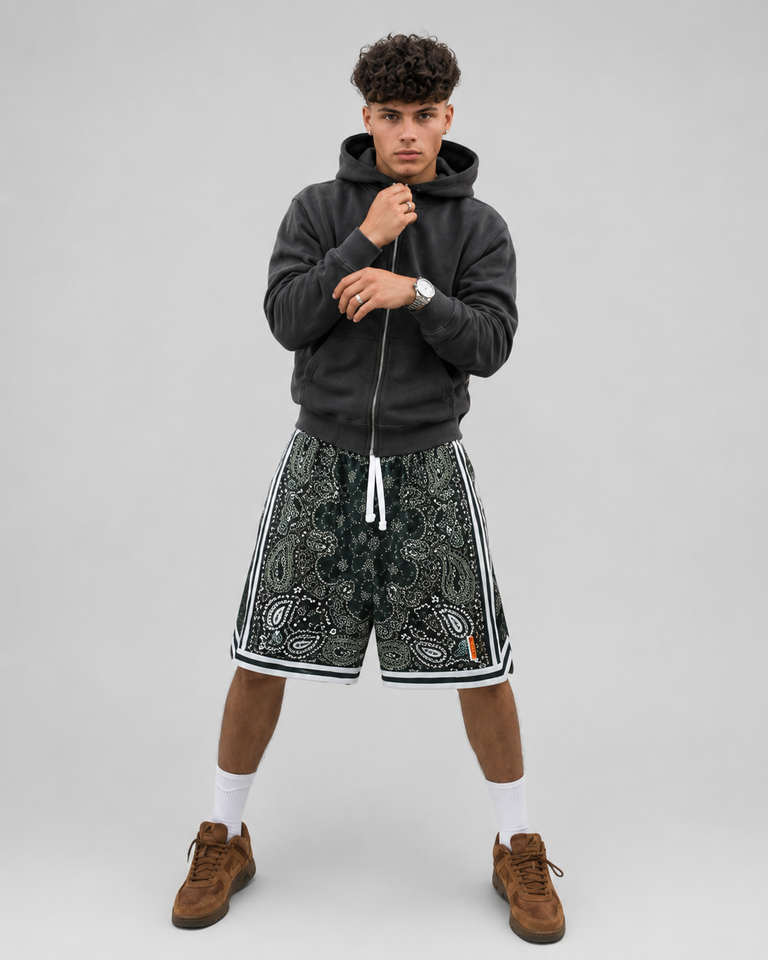 Printed Mesh Casual Shorts