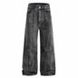 Washed Deconstructed Wide-Leg Denim