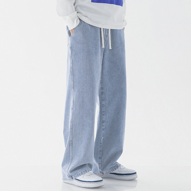 Mens casual loose straight jeans in modern streetwear style