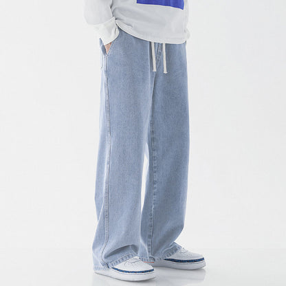 Mens casual loose straight jeans in modern streetwear style