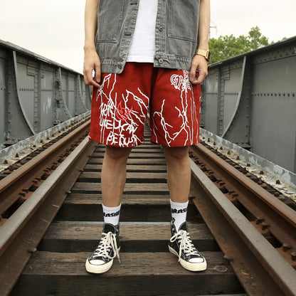 Harajuku Graffiti Print Shorts