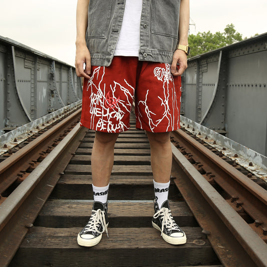 Harajuku Graffiti Print Shorts