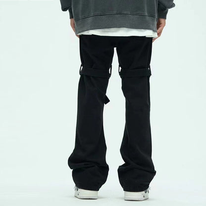 Strap Detail Straight-Leg Jeans