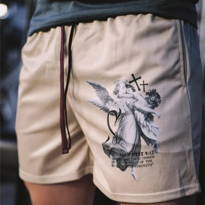Vintage Graphic Mesh Athletic Shorts