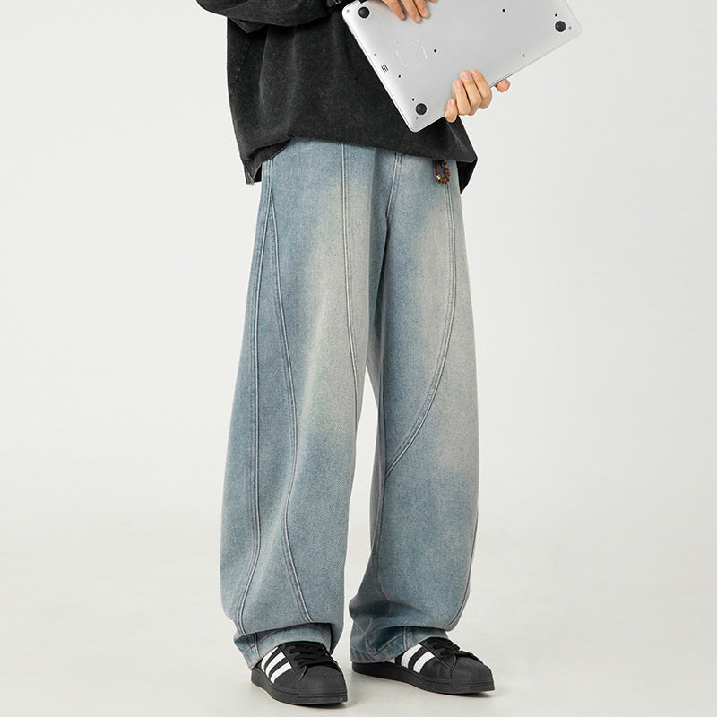 Washed Wide Leg Denim Jeans