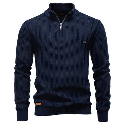 Striped Jacquard Zip Sweater