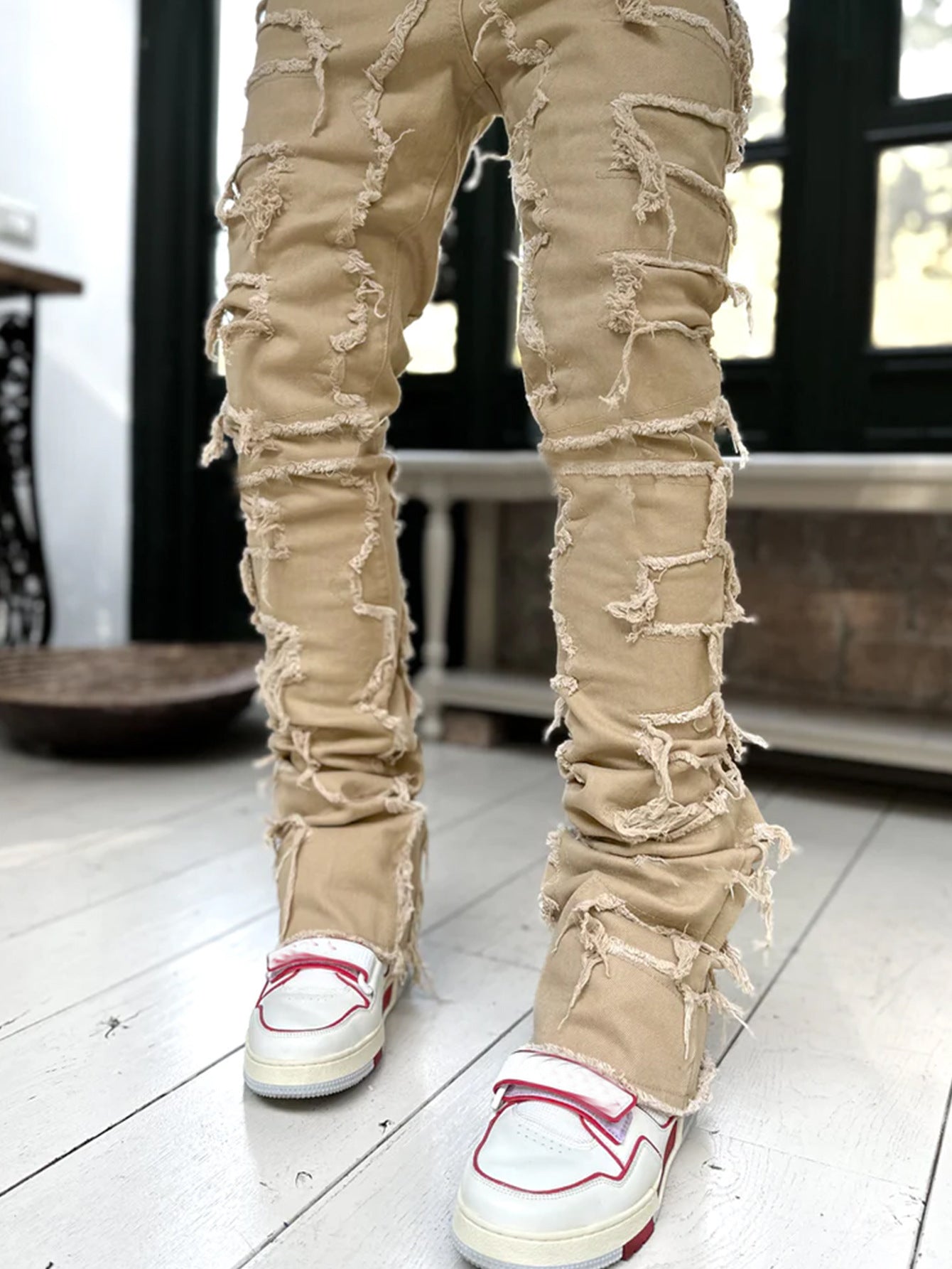 Fringe Patch Stacked Jeans