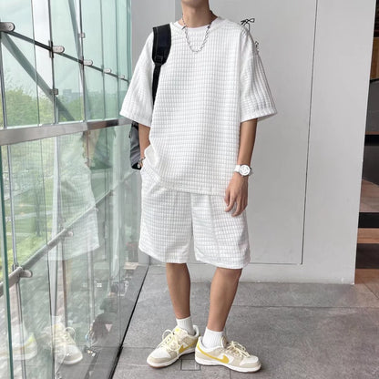 Waffle Knit Summer T-Shirt & Shorts Set
