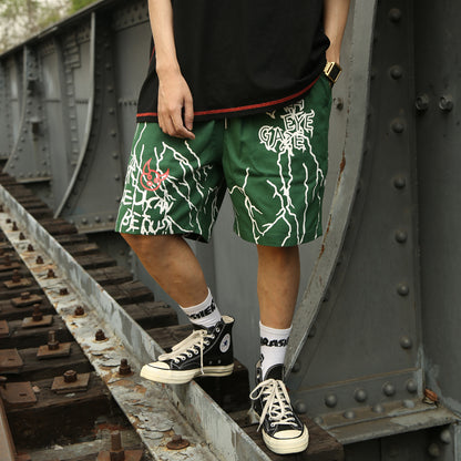 Harajuku Graffiti Print Shorts