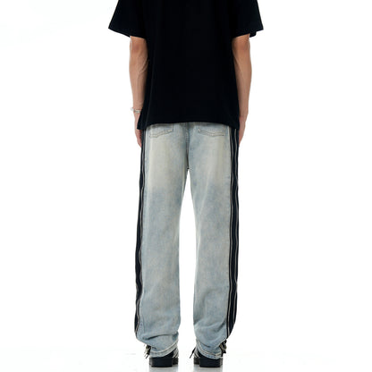 Straight Leg Zipper Panel Jeans