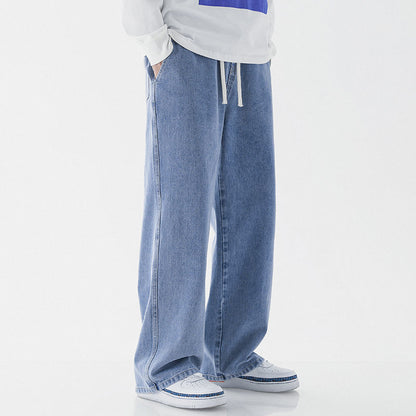 Mens casual loose straight jeans in modern streetwear style