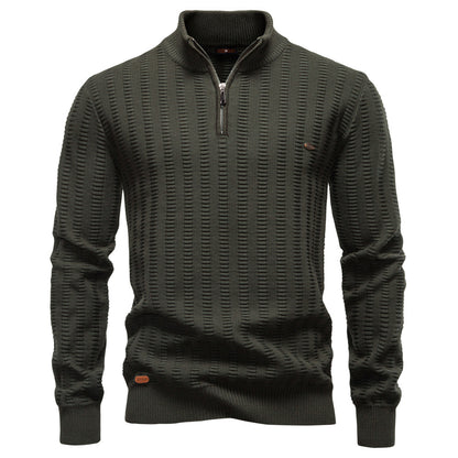 Striped Jacquard Zip Sweater