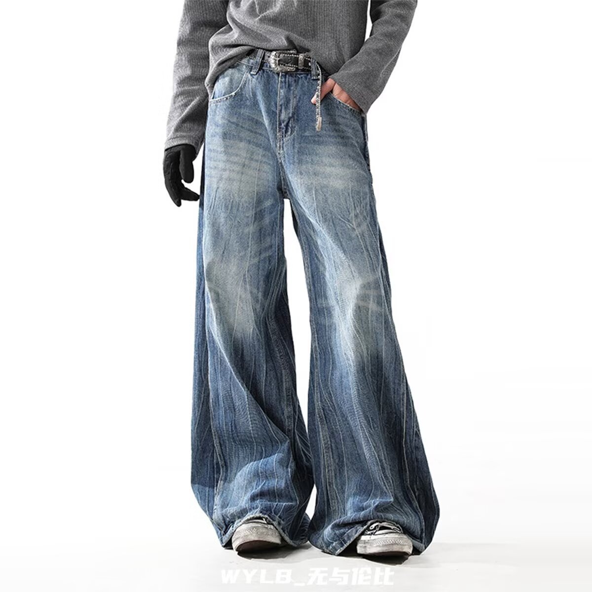 Lightning Wash Wide-Leg Denim