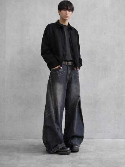 Men's Loose-fit Straight-leg Patchwork Jeans
