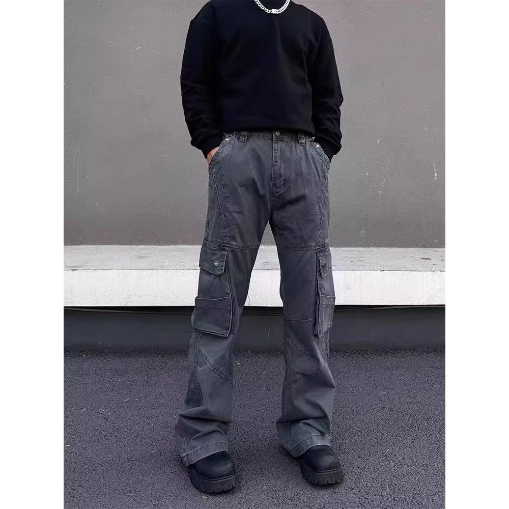 Retro Flared Cargo Workwear Pants