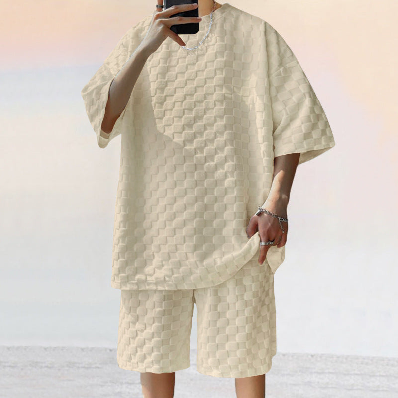 Jacquard Plaid Tee & Shorts Set