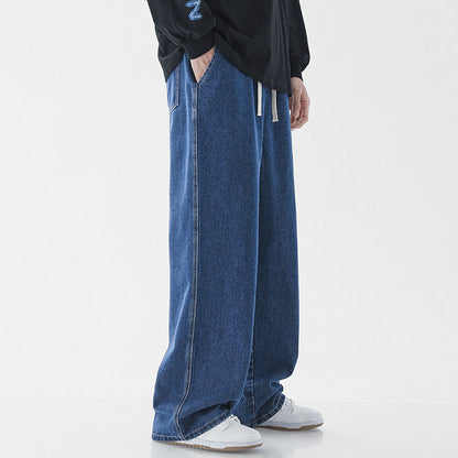 Mens casual loose straight jeans in modern streetwear style
