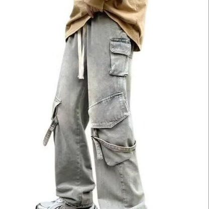 Multi-Pocket Washed Casual Pants