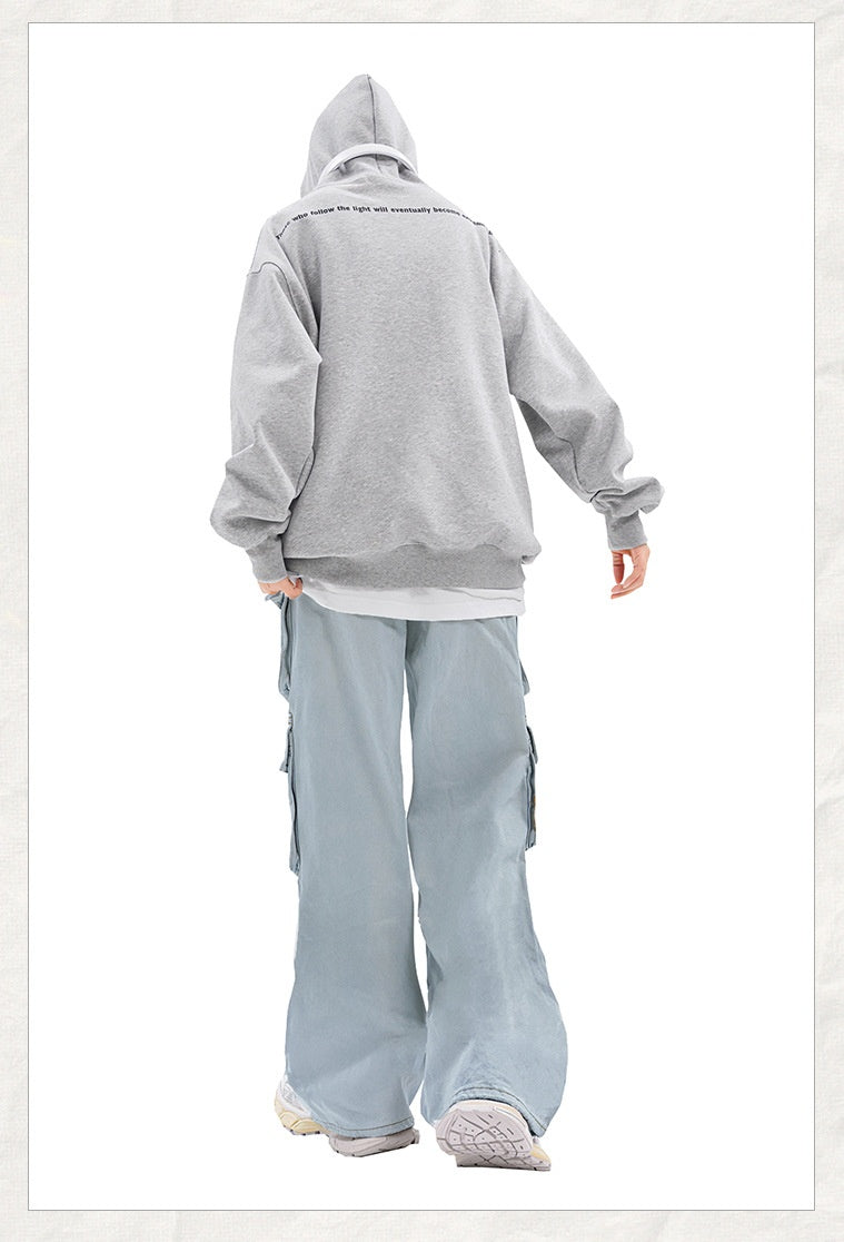 Retro Washed Wide Leg Cargo Jeans
