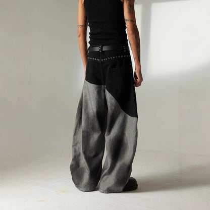 Washed Patchwork Denim Jeans
