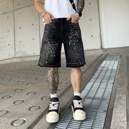 Studded Denim Shorts