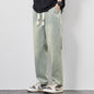 Summer Loose Wide Leg Jeans Pants for Men with Drawstring Waist in a relaxed fit, perfect for casual summer wear.