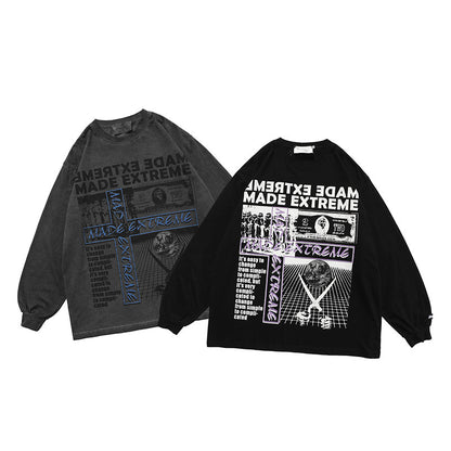 Oversized graphic long sleeve t-shirt in a relaxed streetwear fit from Novien Apparel