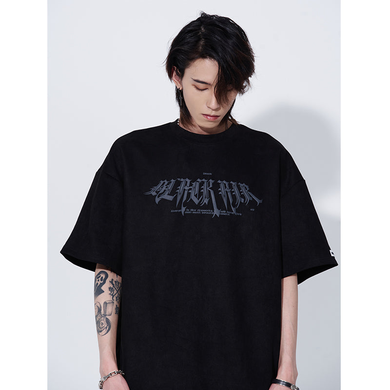 Suede Short-sleeved Men T-shirt 