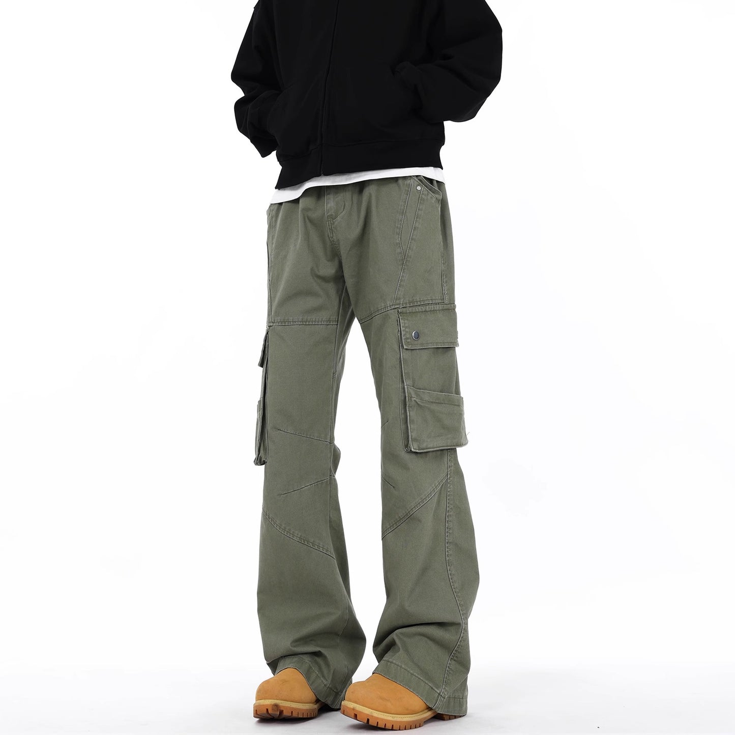 Retro Flared Cargo Workwear Pants