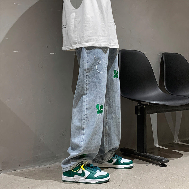 Four Clover Embroidered Jeans