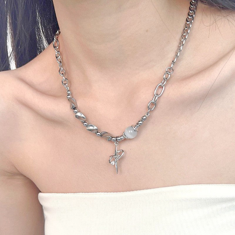 Sweet Heart Star Zircon Charm Necklace