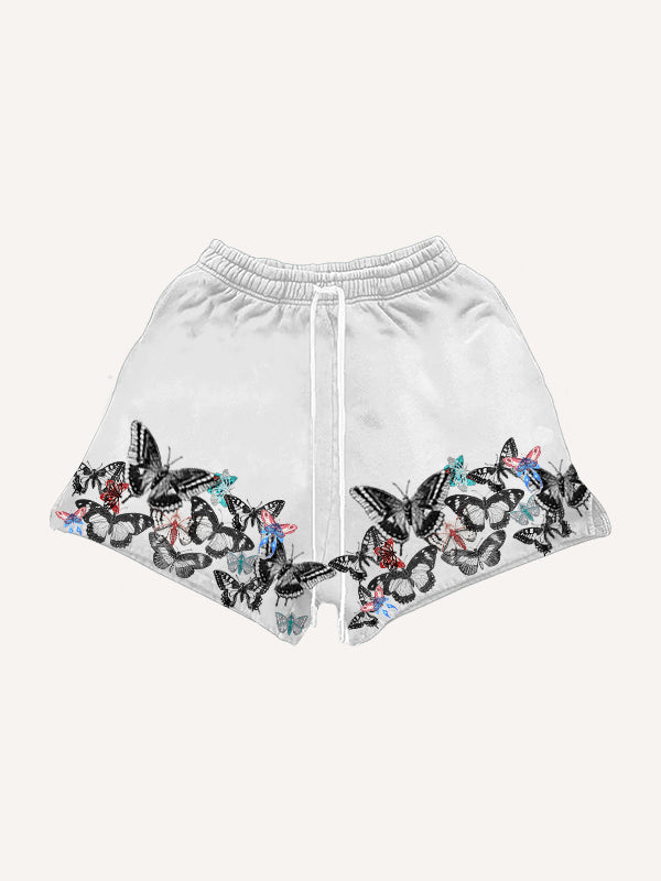 Butterfly Graphic Mesh Shorts