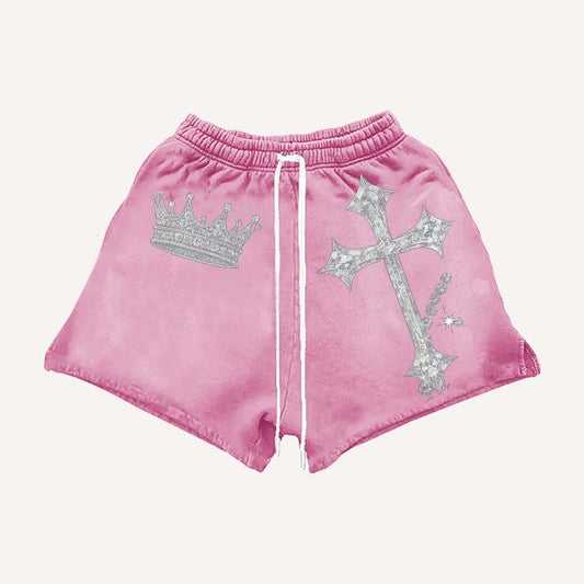 Crown & Cross Graphic Mesh Shorts
