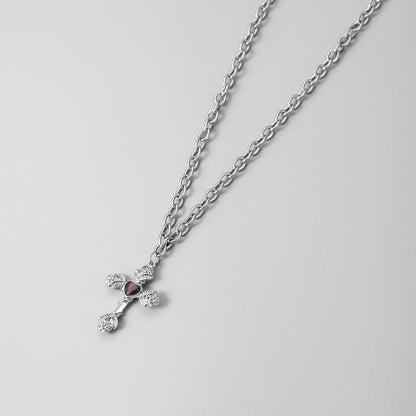 Heart Rose Cross Necklace
