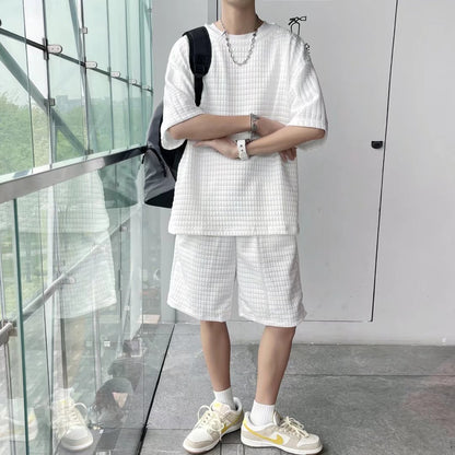 Waffle Knit Summer T-Shirt & Shorts Set