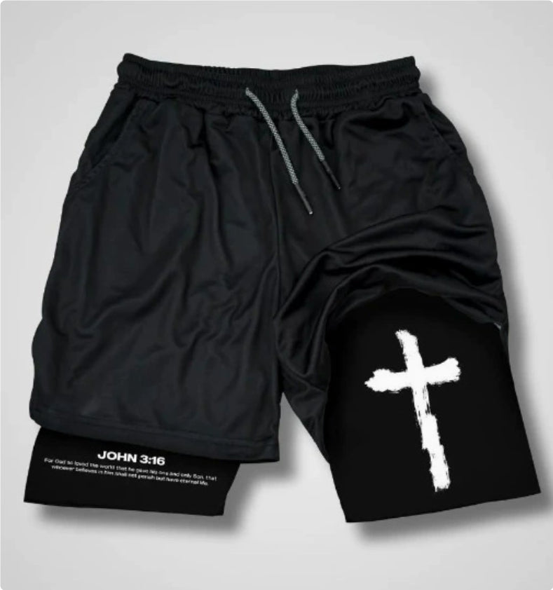 3D Digital Print Double-Layer Shorts