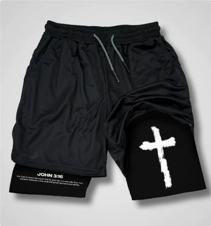 3D Digital Print Double-Layer Shorts