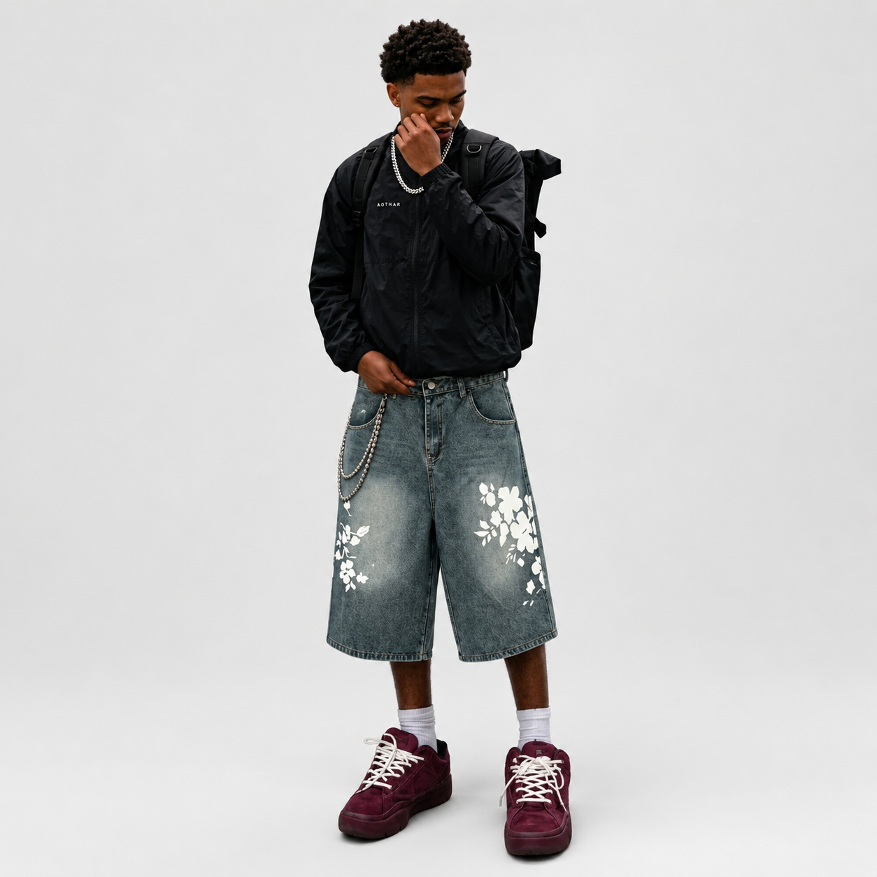Faded Flower Graphic Jorts