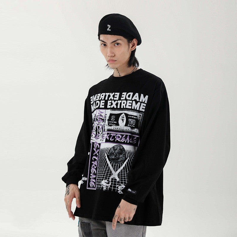 Oversized graphic long sleeve t-shirt in a relaxed streetwear fit from Novien Apparel
