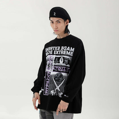 Oversized graphic long sleeve t-shirt in a relaxed streetwear fit from Novien Apparel