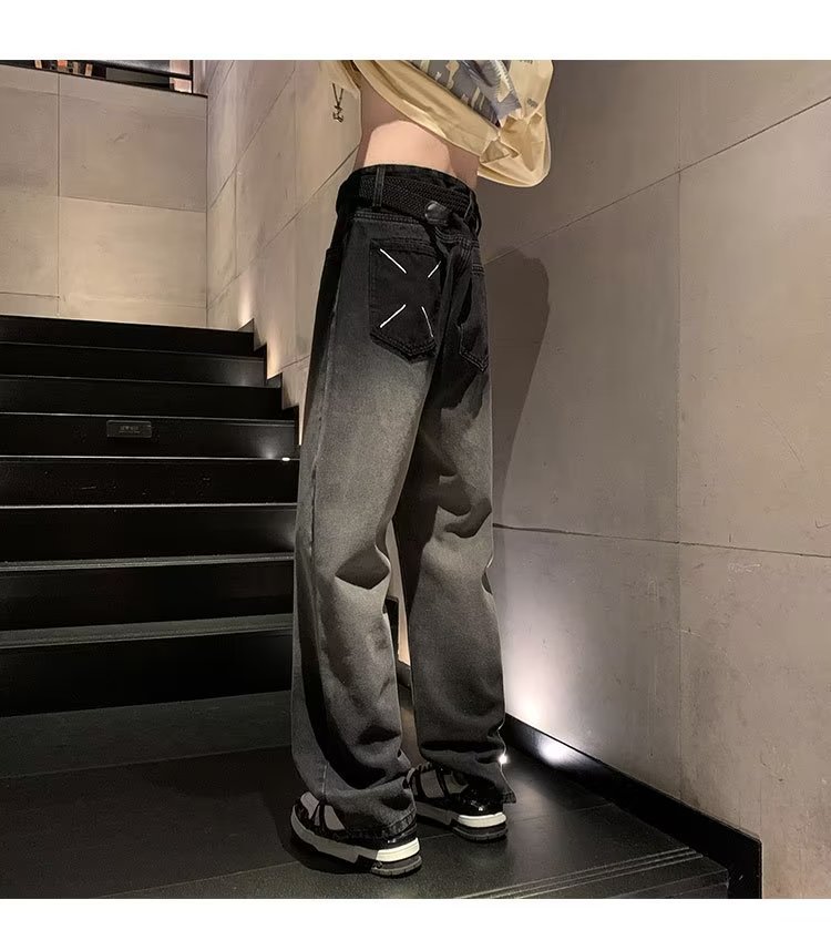 Cross Patch Wide Leg Jeans