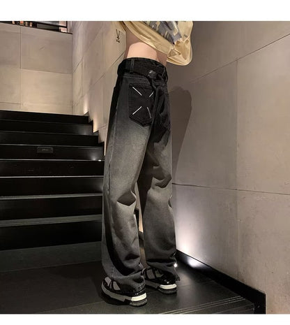 Cross Patch Wide Leg Jeans
