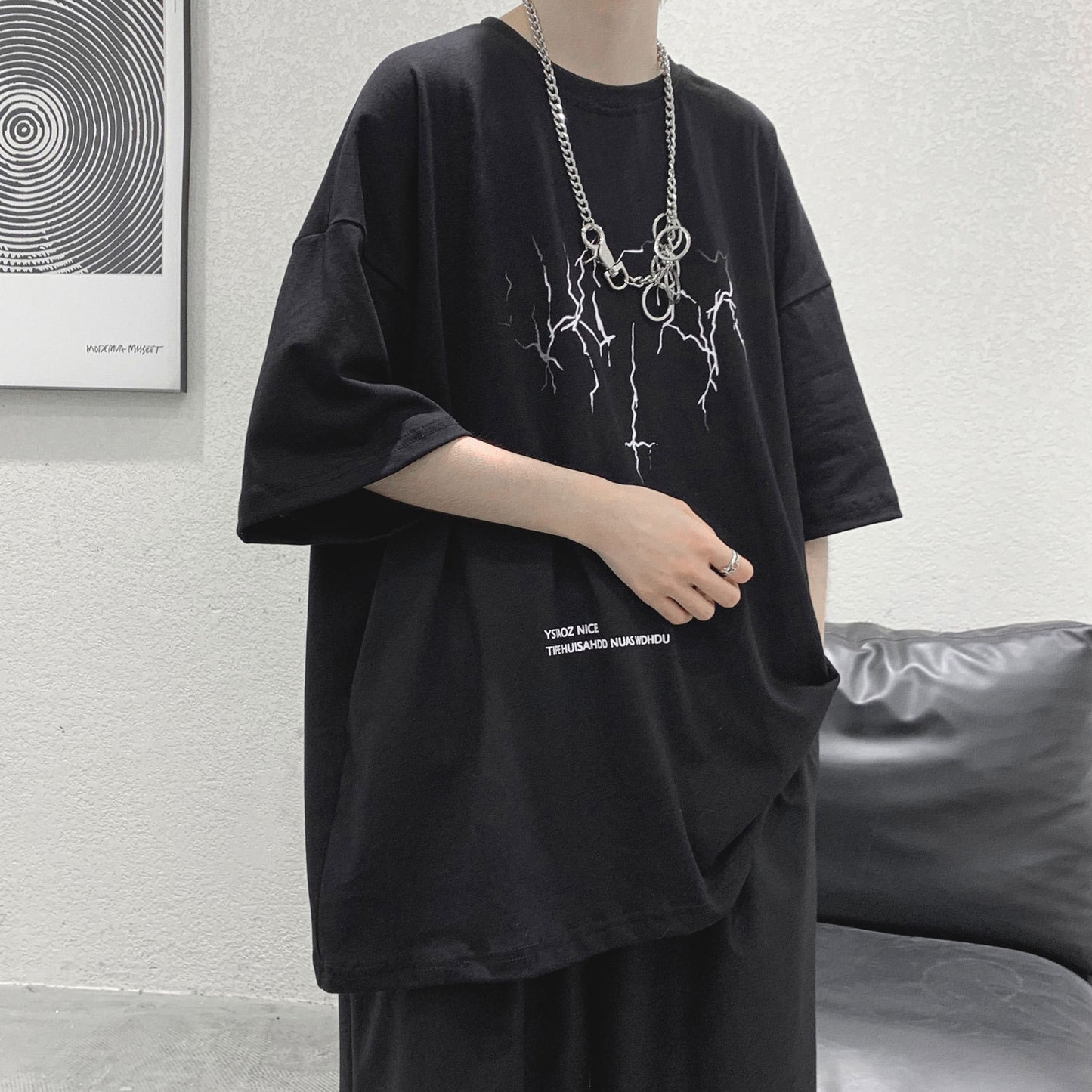 Lightning Graphic Oversized Tee
